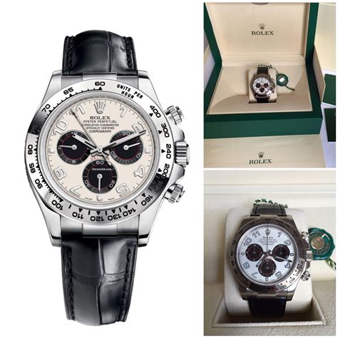 rolex cosmograph daytona white gold leather strap|rolex panda daytona white gold.